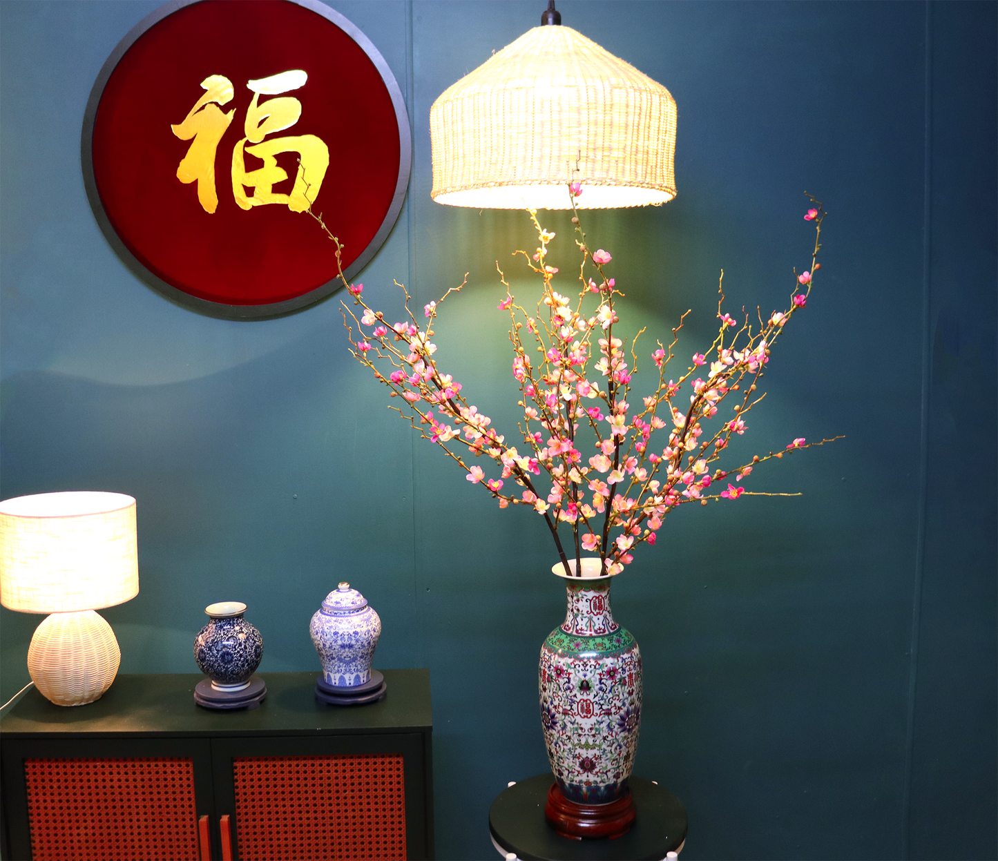 "Fu" Large Decoration Sign in Red Velvet