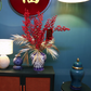 81CM Tall Artificial Flower Arrangement Berry Branches In White & Blue Pattern Ginger Jar(ARBL1)