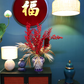 81CM Tall Artificial Flower Arrangement Berry Branches In White & Blue Pattern Ginger Jar(ARBL1)