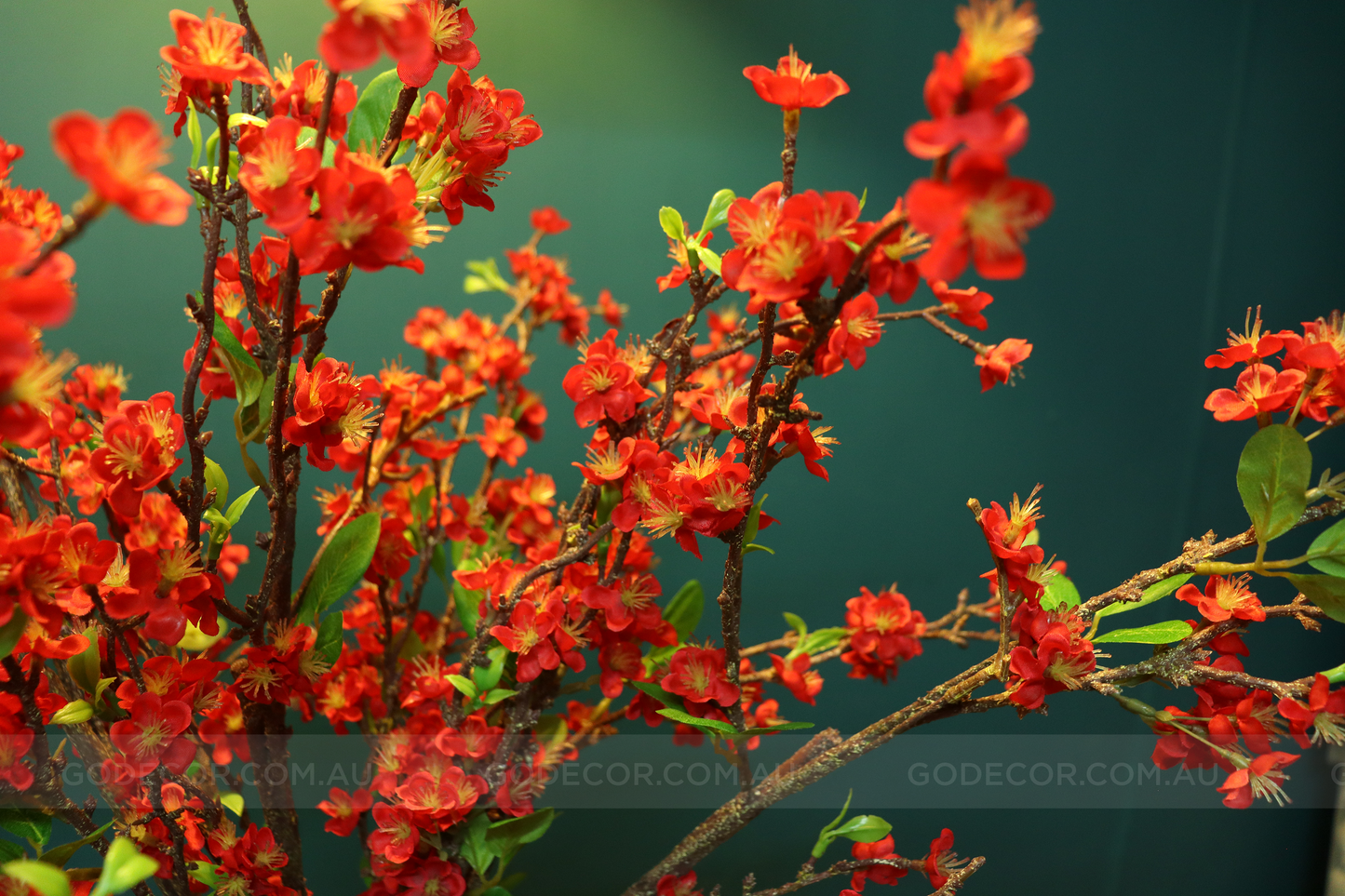 1M Tall Artifical Flower Arrangement Red Cherry Blossom In Vase (ARBK3)