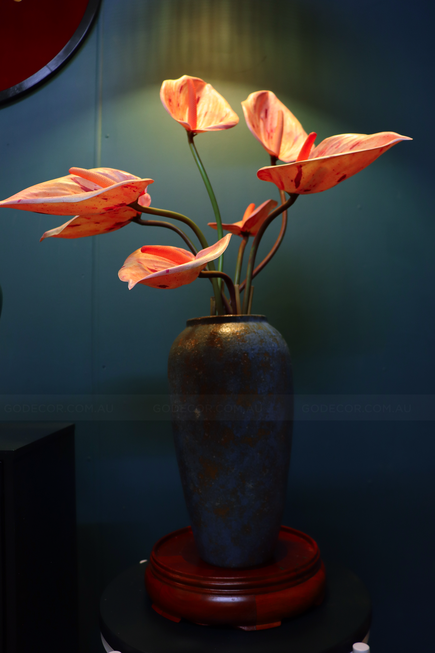 77CM Tall Artificial Flower Arrangement Orange Flamingo Flowers In Vase (ARBP1)