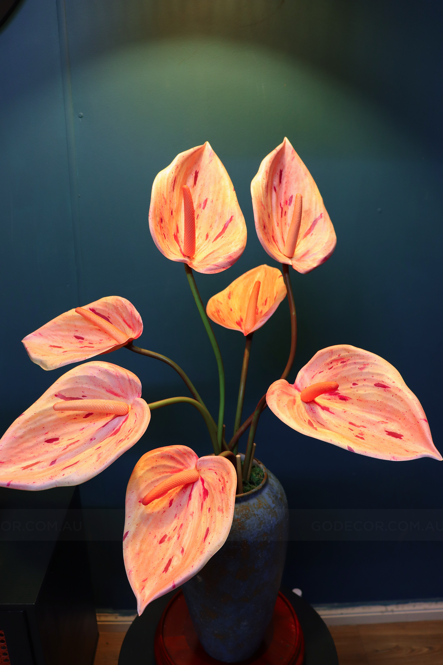 77CM Tall Artificial Flower Arrangement Orange Flamingo Flowers In Vase (ARBP1)