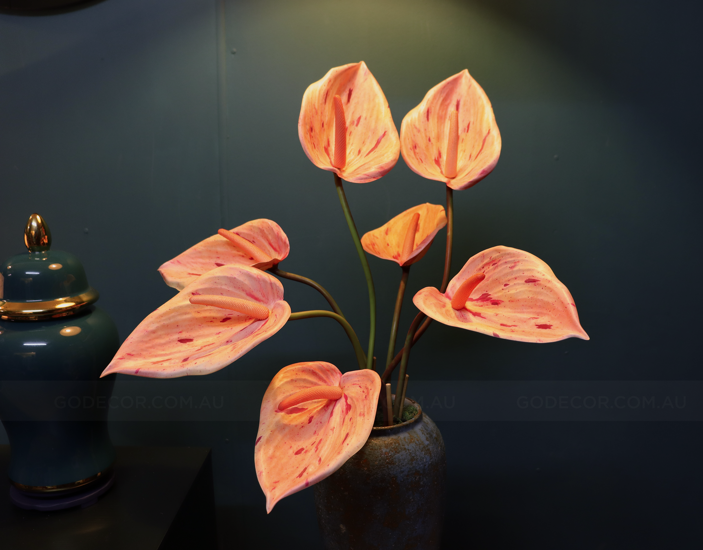 77CM Tall Artificial Flower Arrangement Orange Flamingo Flowers In Vase (ARBP1)