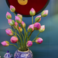 85CM Tall Artificial Flower Arrangement Realistic Lotus In Blue & White Pattern Jar (ARCK1)