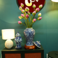 85CM Tall Artificial Flower Arrangement Realistic Lotus In Blue & White Pattern Jar (ARCK1)