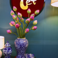 85CM Tall Artificial Flower Arrangement Realistic Lotus In Blue & White Pattern Jar (ARCK1)