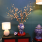 86CM Tall Artificial Flower Arrangement Gold Plum Blossom In Blue & White Pattern Jar(ARBU2)