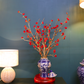 80CM Tall Artificial Flower Arrangement Red Plum Blossom In Blue & White Pattern Jar (ARBV1)