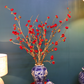 80CM Tall Artificial Flower Arrangement Red Plum Blossom In Blue & White Pattern Jar (ARBV1)