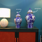 80CM Tall Artificial Flower Arrangement Red Plum Blossom In Blue & White Pattern Jar (ARBV1)