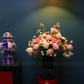 68CM Tall Arrangement Boutique Of Artificial Flower In Denim Glass Vase (ARBS7)