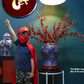 1M Tall Artificial Flowers Arrangement Red Plum Blossom In Blue and White Chinese Jar (ARCN1)