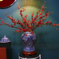 1M Tall Artificial Flowers Arrangement Red Plum Blossom In Blue and White Chinese Jar (ARCN1)