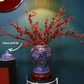 1M Tall Artificial Flowers Arrangement Red Plum Blossom In Blue and White Chinese Jar (ARCN1)