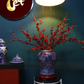 1M Tall Artificial Flowers Arrangement Red Plum Blossom In Blue and White Chinese Jar (ARCN1)