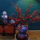 1M Tall Artificial Flowers Arrangement Red Plum Blossom In Blue and White Chinese Jar (ARCN1)