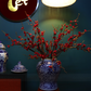1M Tall Artificial Flowers Arrangement Red Plum Blossom In Blue and White Chinese Jar (ARCN1)
