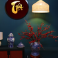 1M Tall Artificial Flowers Arrangement Red Plum Blossom In Blue and White Chinese Jar (ARCN1)