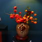 60CM Artificial Flower Realistic Persimmon And Pomegranate Branches In Rattan Vase(ARCF1)
