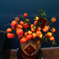 60CM Artificial Flower Realistic Persimmon And Pomegranate Branches In Rattan Vase(ARCF1)