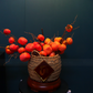 54CM Tall Artificial Flower Arrangement Realistic Persimmon In Rattan Basket (ARBA1)
