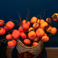 54CM Tall Artificial Flower Arrangement Realistic Persimmon In Rattan Basket (ARBA1)