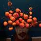 54CM Tall Artificial Flower Arrangement Realistic Persimmon Branches In Rattan Vase (ARCG1)