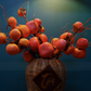 54CM Tall Artificial Flower Arrangement Realistic Persimmon Branches In Rattan Vase (ARCG1)