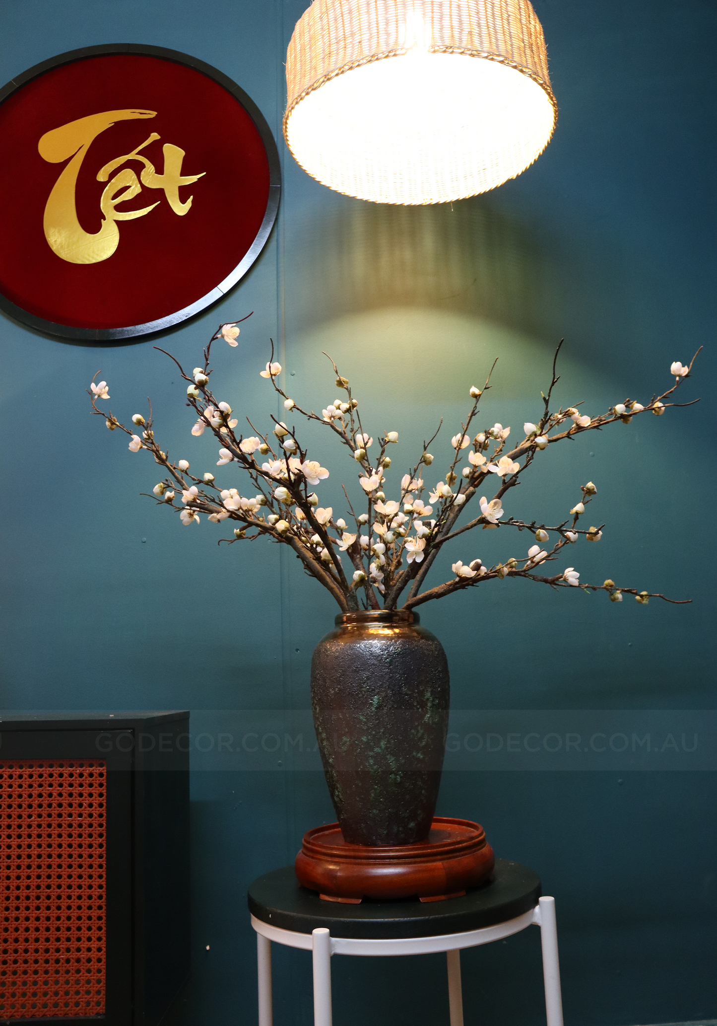 Artificial Flower Plum Blossom In Vase (ARCU1)