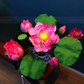 Artificial Flower Bunch Of Lotus In Blue & White Chinese Pattern Jar (ARCV1)