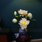 Artificial Flower White Lotus And Fruits Arrangement In Blue & White Chinese Pattern Ginger Jar (ARCV1)