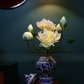 Artificial Flower White Lotus And Fruits Arrangement In Blue & White Chinese Pattern Ginger Jar (ARCV1)